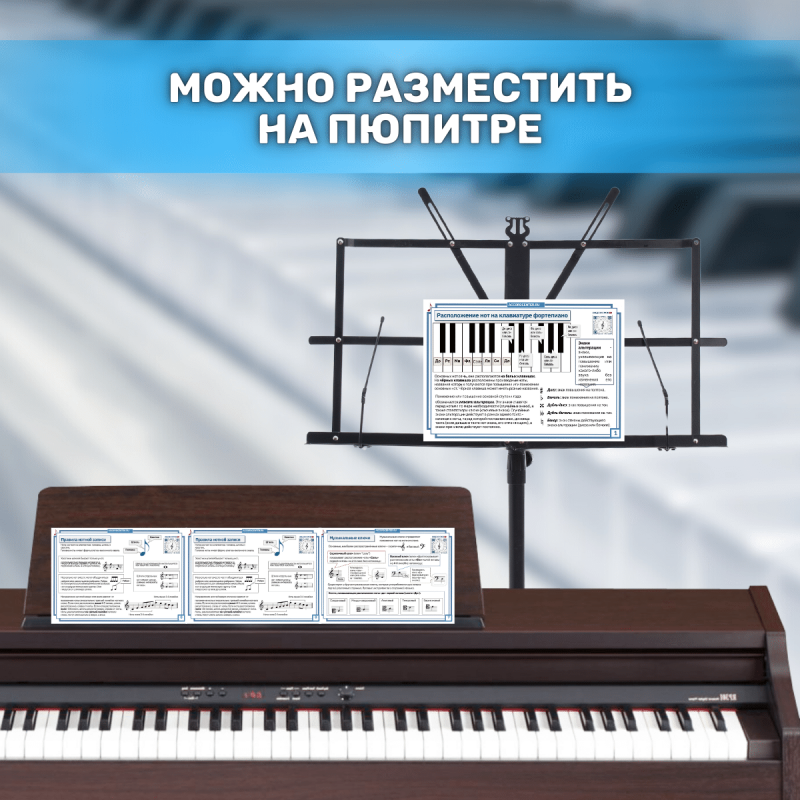 Музыкальная грамота с видеоуроками по сольфеджио - карточки А5