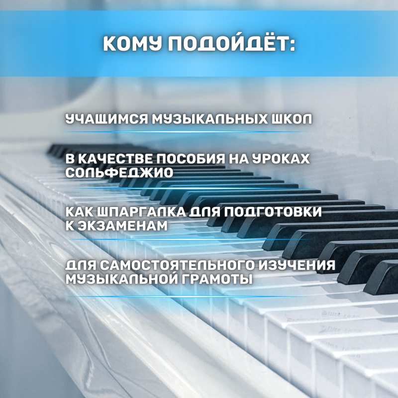Музыкальная грамота с видеоуроками по сольфеджио - карточки А5